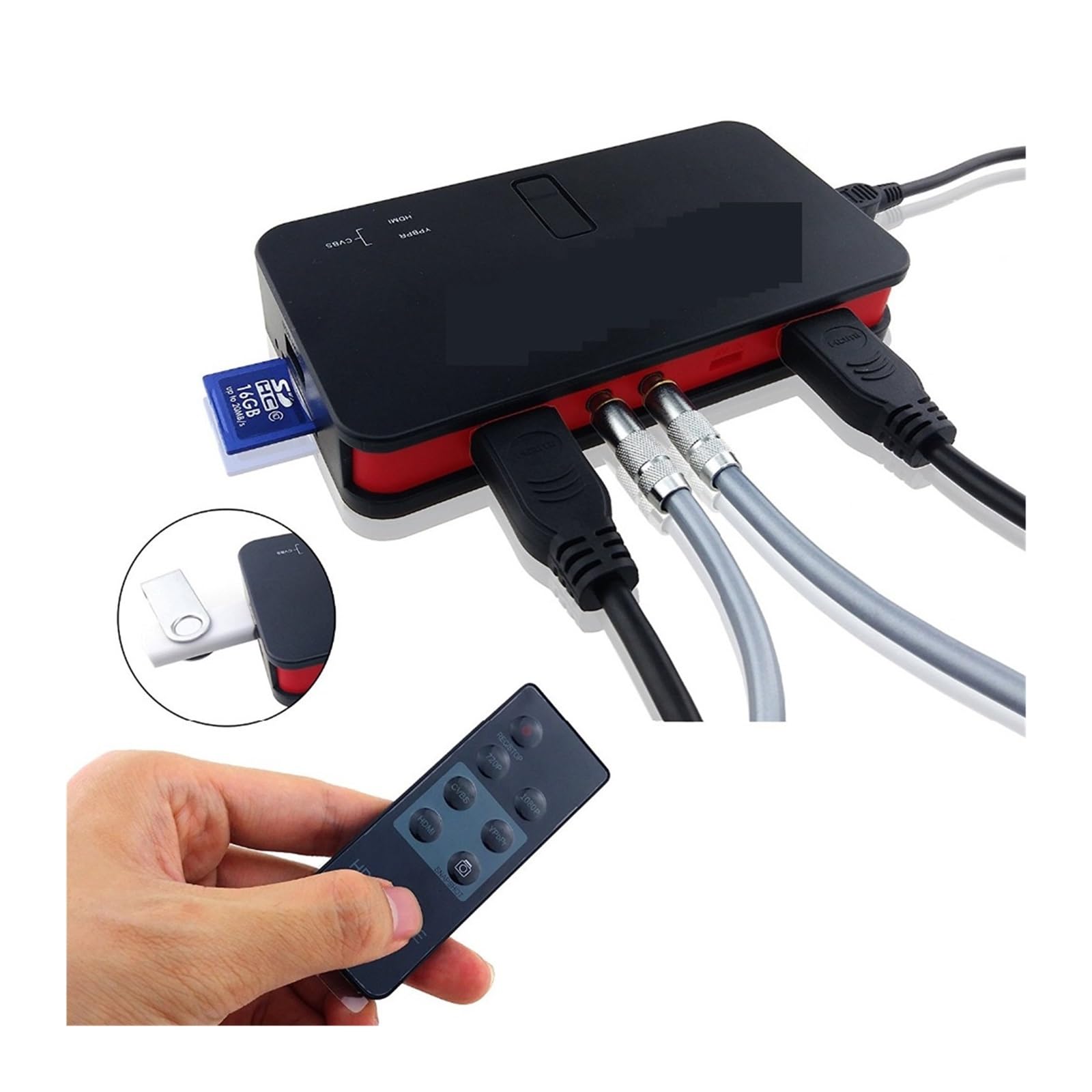 Tarjeta de Captura de Video de 1080P con Disco Flash USB, Caja de grabación de Juegos, Grabador de Video para transmisión de Juegos y grabación de múltiples Fuentes