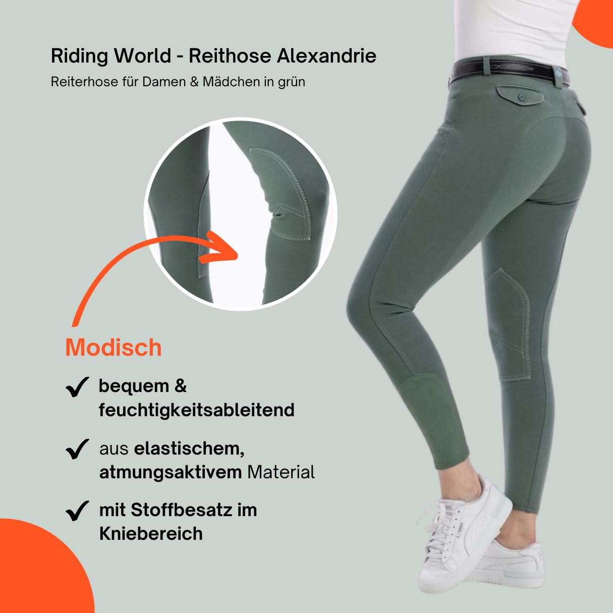 Pantalon RIDING WORLD "Alexandrie" enfant - Couleur : vert, Taille : 12 ans