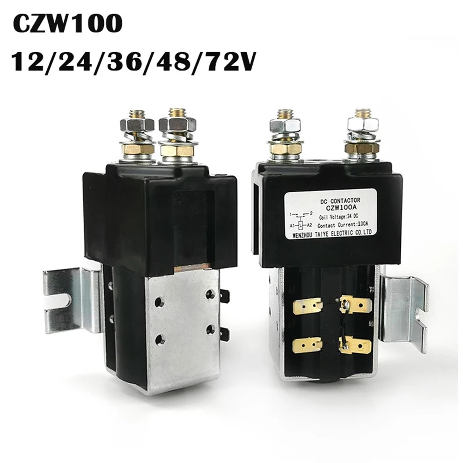 CZW100 1ON (normalnie otwarty) DC stycznik do obsługi wózków widłowych Wehicle Car Winch 12V 24V 36V 48V 60V 72V DC stycznik 1 szt. (kolor: 1NO DC48)