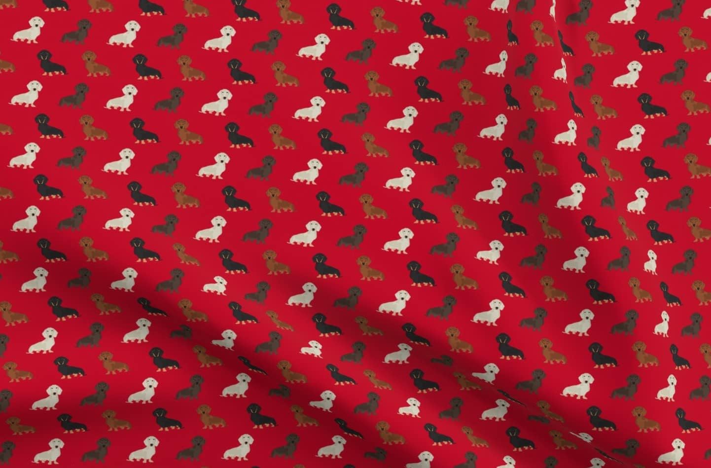 Spoonflower Fabric - Dachshund Dog Dogs Red Weiner Weener Printed on Upholstery Velvet Fabric Fat Quarter - Upholstery Home Decor Bottomweight Apparel