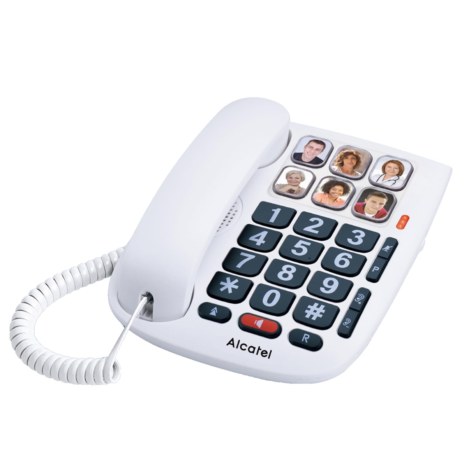 ALCATEL TMAX 10 - Téléphone filaire pour Seniors - Grandes touches - Mains libres - Indicateur d'appel entrant éclairé - Touches avec photos - Compatible avec les aides auditives - Blanc