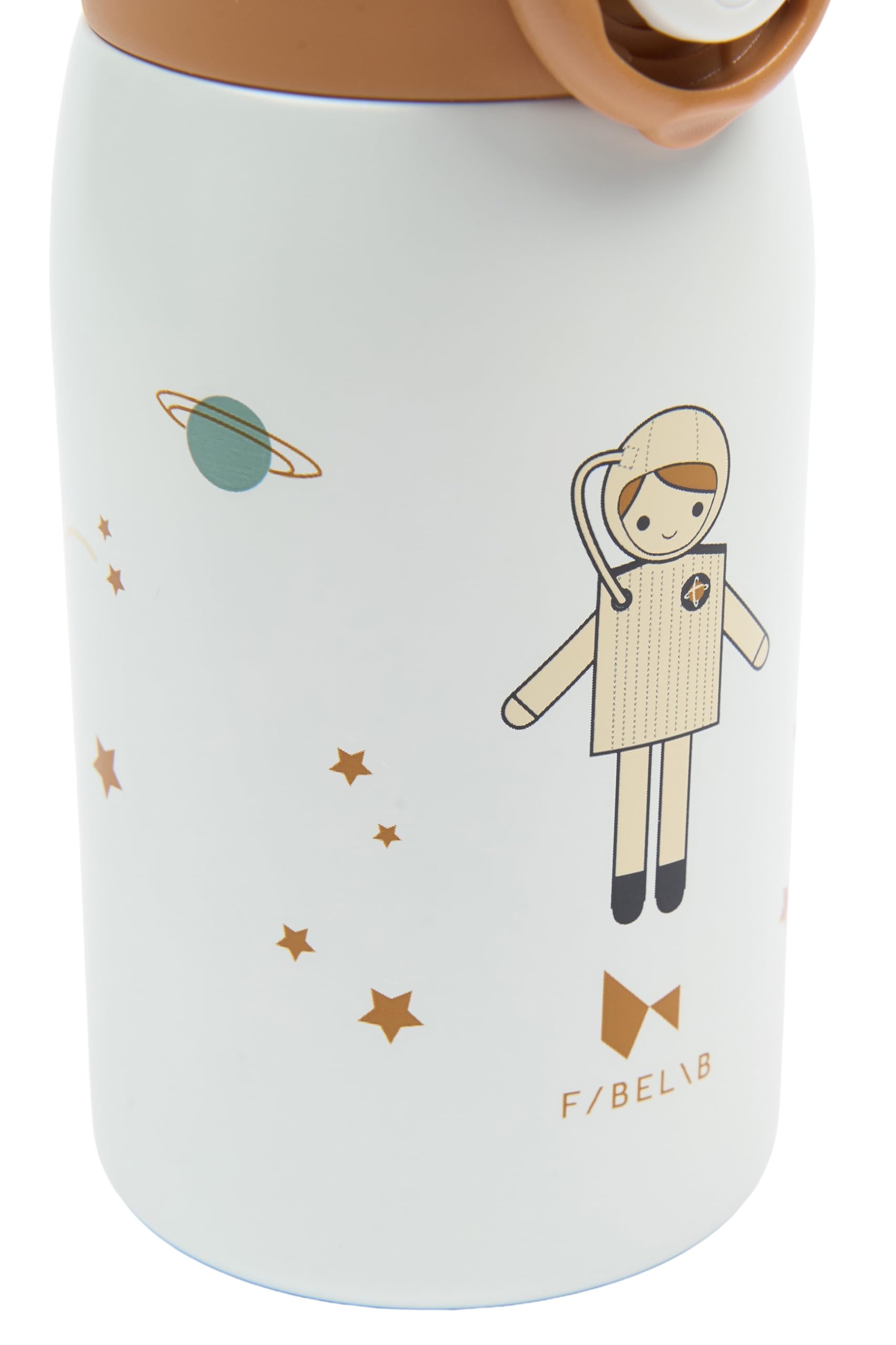 Fabelab Borraccia Bambini 320 ml | Motivo Astronauta | Acciaio Inox Senza BPA | Scuola Anti-Perdite | Borraccia
