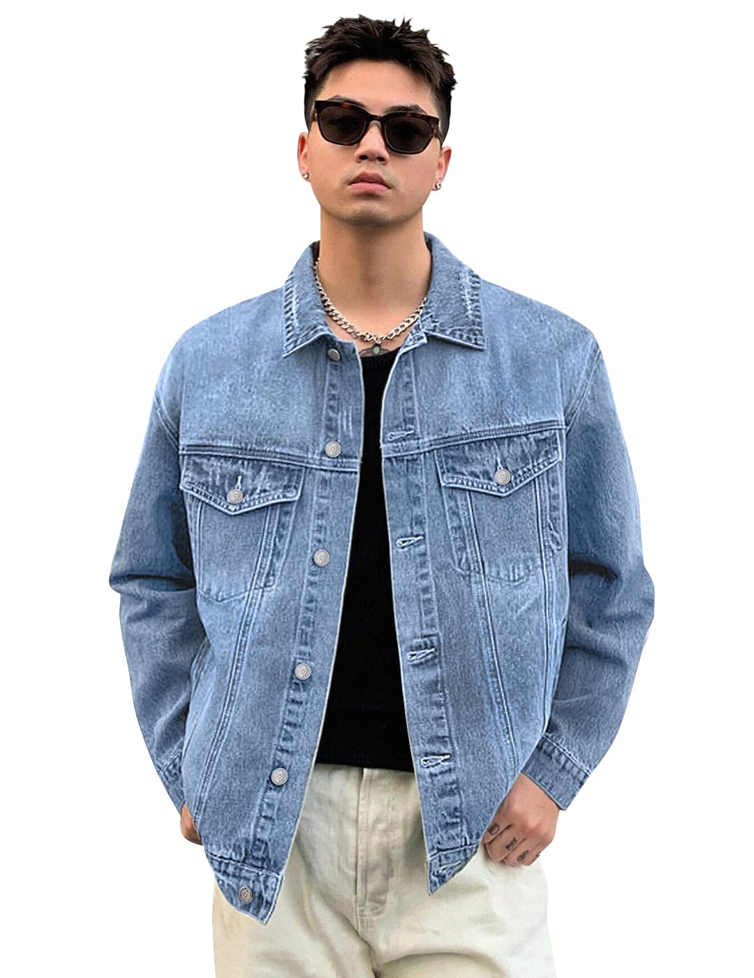 Urbano FashionMen's Regular Fit Washed Full Sleeve Denim Jacket