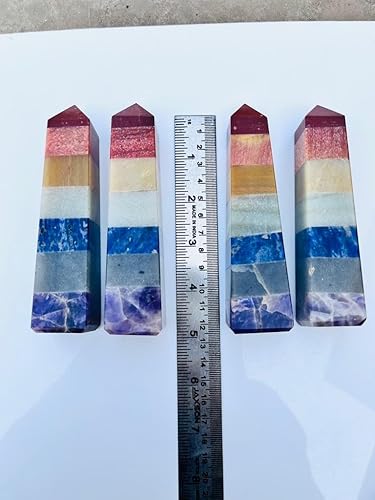 Miniatura 7 de Torre grande de siete chakras, 7 puntos de cristal de chakras, varita de cristal de 7 chakras, punto de cristal, varita, torre de cristal, obelisco