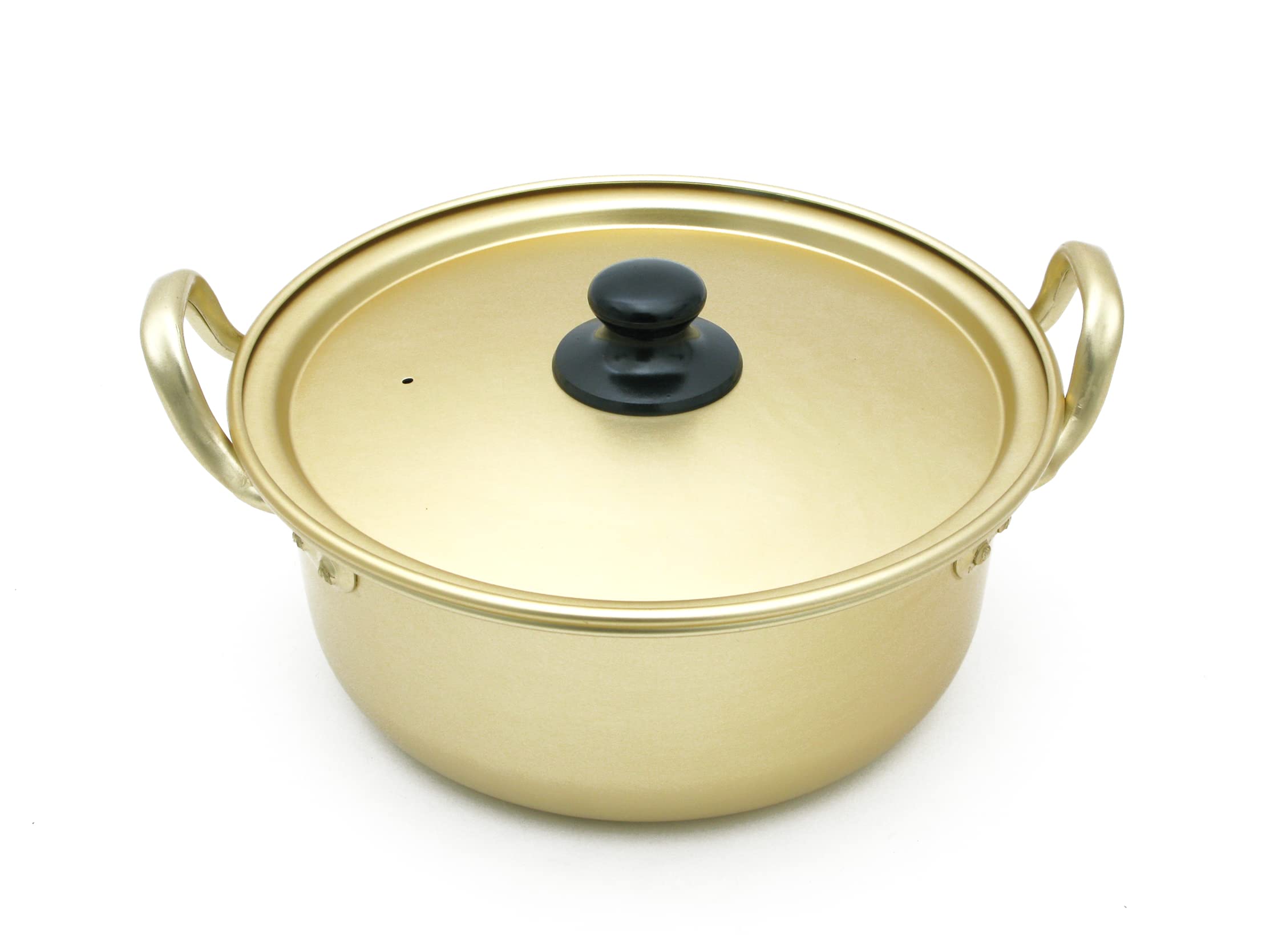 Amazon｜両手鍋 韓国 ラーメン鍋 20cm アルミ鍋 ゴールド 食器 金 鍋蓋 