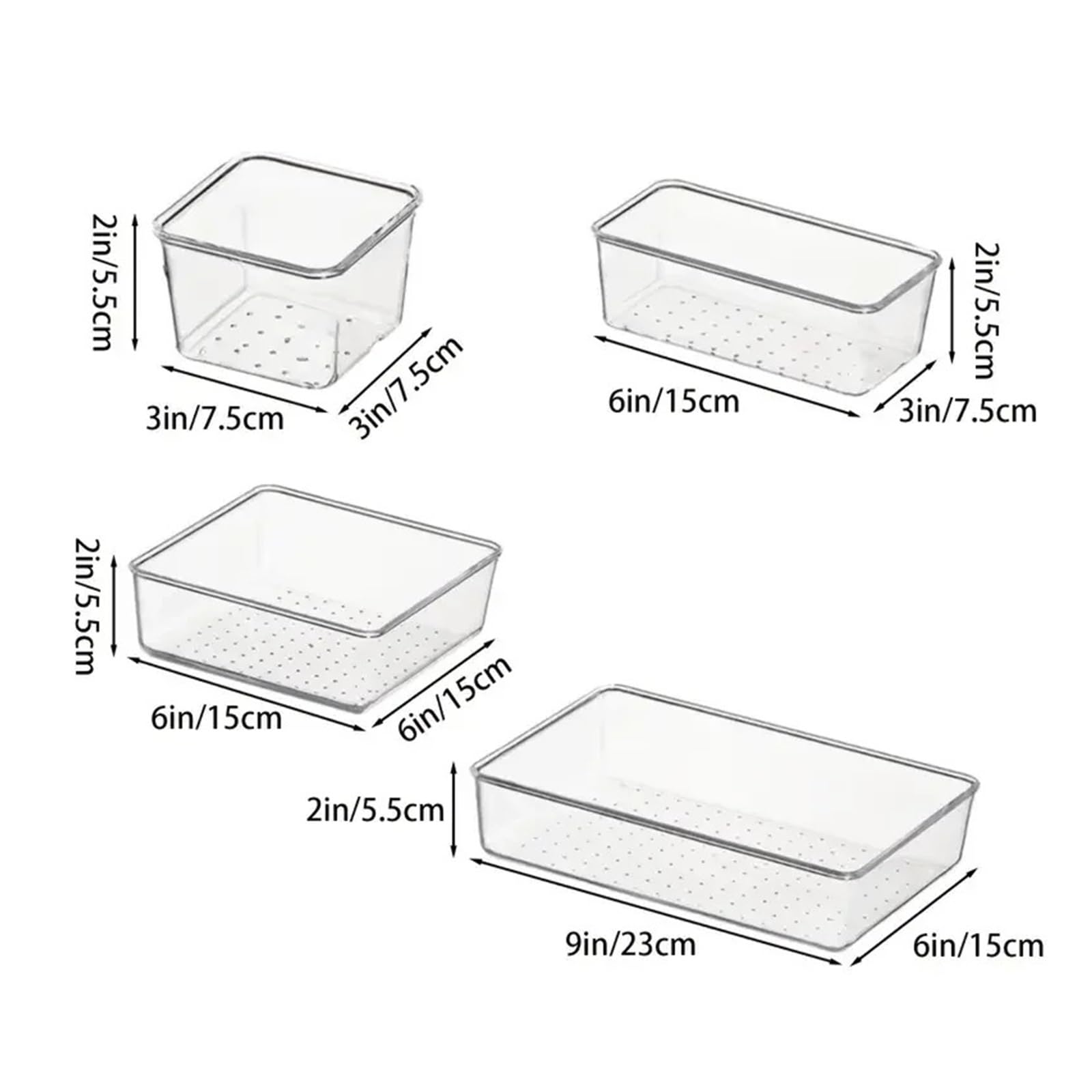 Generico Set di organizzatori for cassetti da 13-16 pezzi, divisori scrivania in plastica trasparente, contenitori for camera letto, cassettiera, ufficio, for il trucco(16PCS)