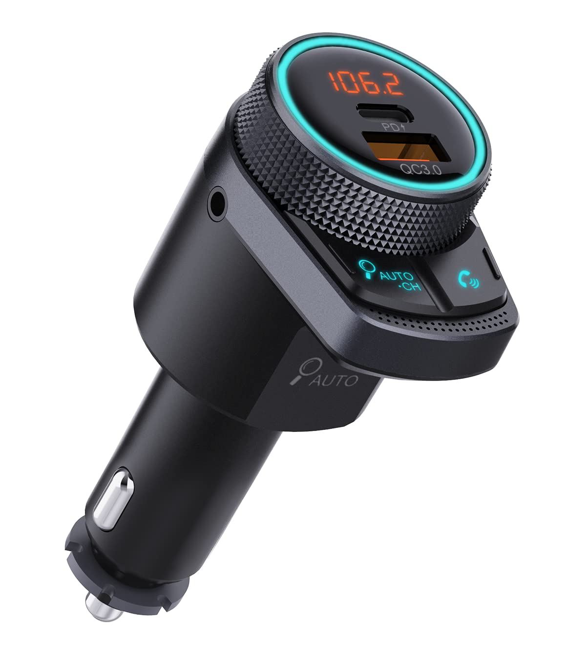 AKAI Trasmettitore Bluetooth 5.1 per auto – Ricerca automatica della frequenza, USB A e C – nessuna modifica necessaria, sostituisce AUX e Bluetooth mancanti