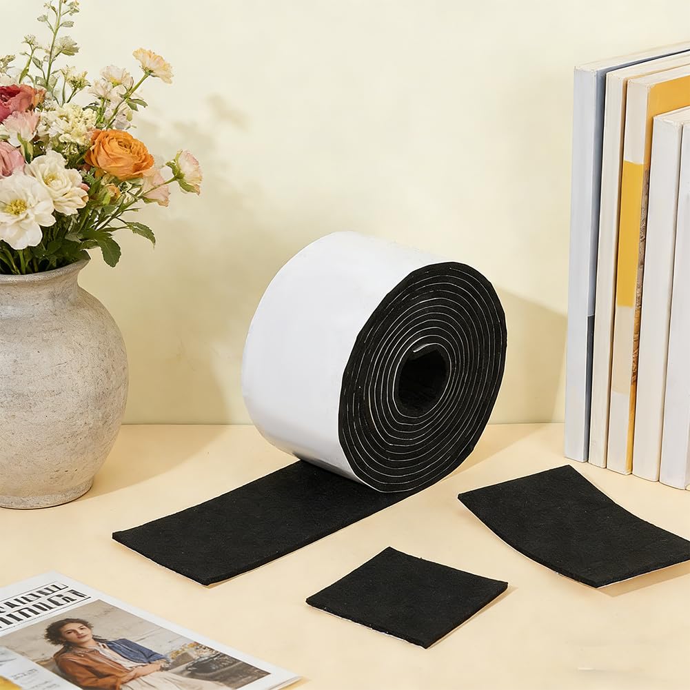 OLYCRAFT 5m Strisce In Feltro con Retro Adesivo Striscia In Feltro Autoadesiva Nera 10cm di Larghezza Striscia di Protezione per Mobili Protezione Antigraffio Del Pavimento Sigillatura Delle Finestre