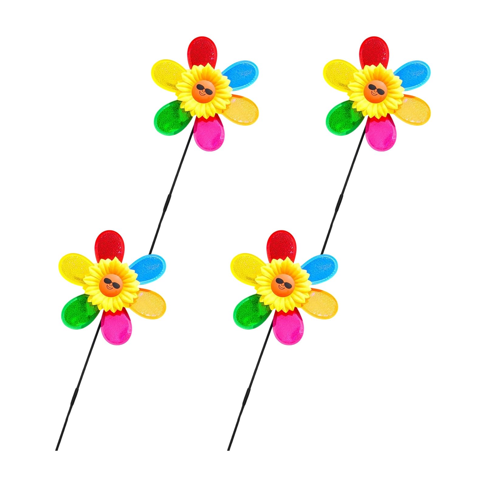 Kalttoy B 4Pcs Reflective Pinwheels Spinner Colorful Windmill For Garden Decoration Ird Device Sculpture Decoration Colorful Garden Windmill Set