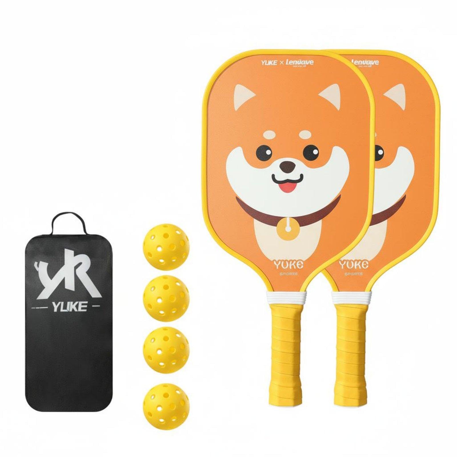 Paddle Racket Non-Slip Grip Fiberglass Pickleball Racket Border Guard Protection Sports Gear for Kids, Adults, Outdoor, Park, School Playground Shiba Inu-picture-22