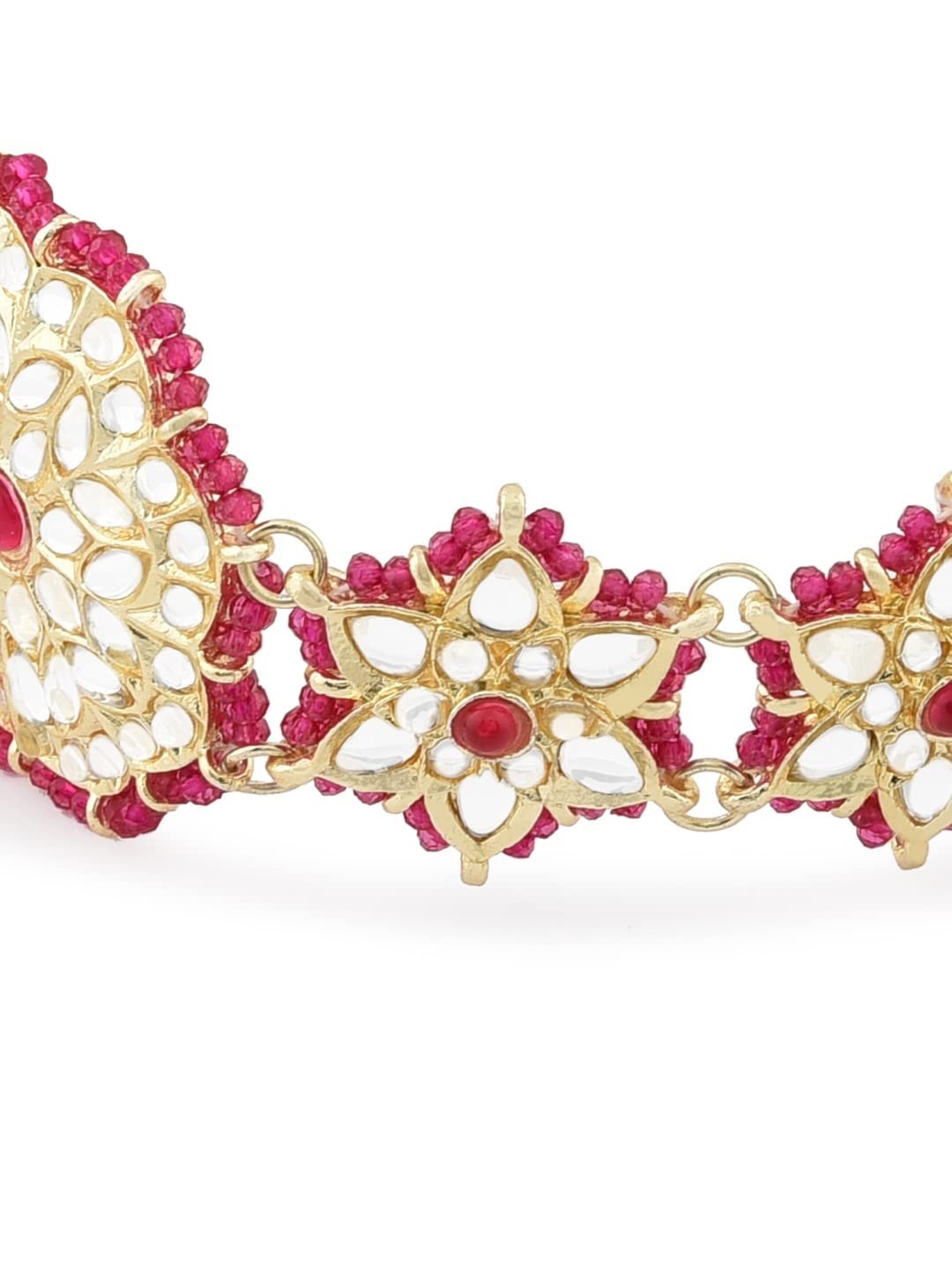 Crystal Beaded Ethnic Kundan Choker Necklace Earring & Ring Set