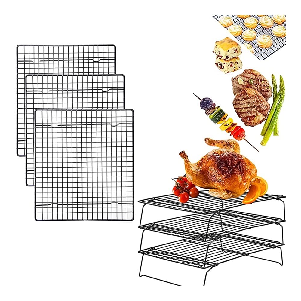 Bandeja de enfriamiento del horno Rejilla de alambre antiadherente de acero inoxidable Bandeja para hornear Rejilla de enfriamiento de pasteles Horno Cocina Pizza Pan Barbacoa Galleta Soporte para g