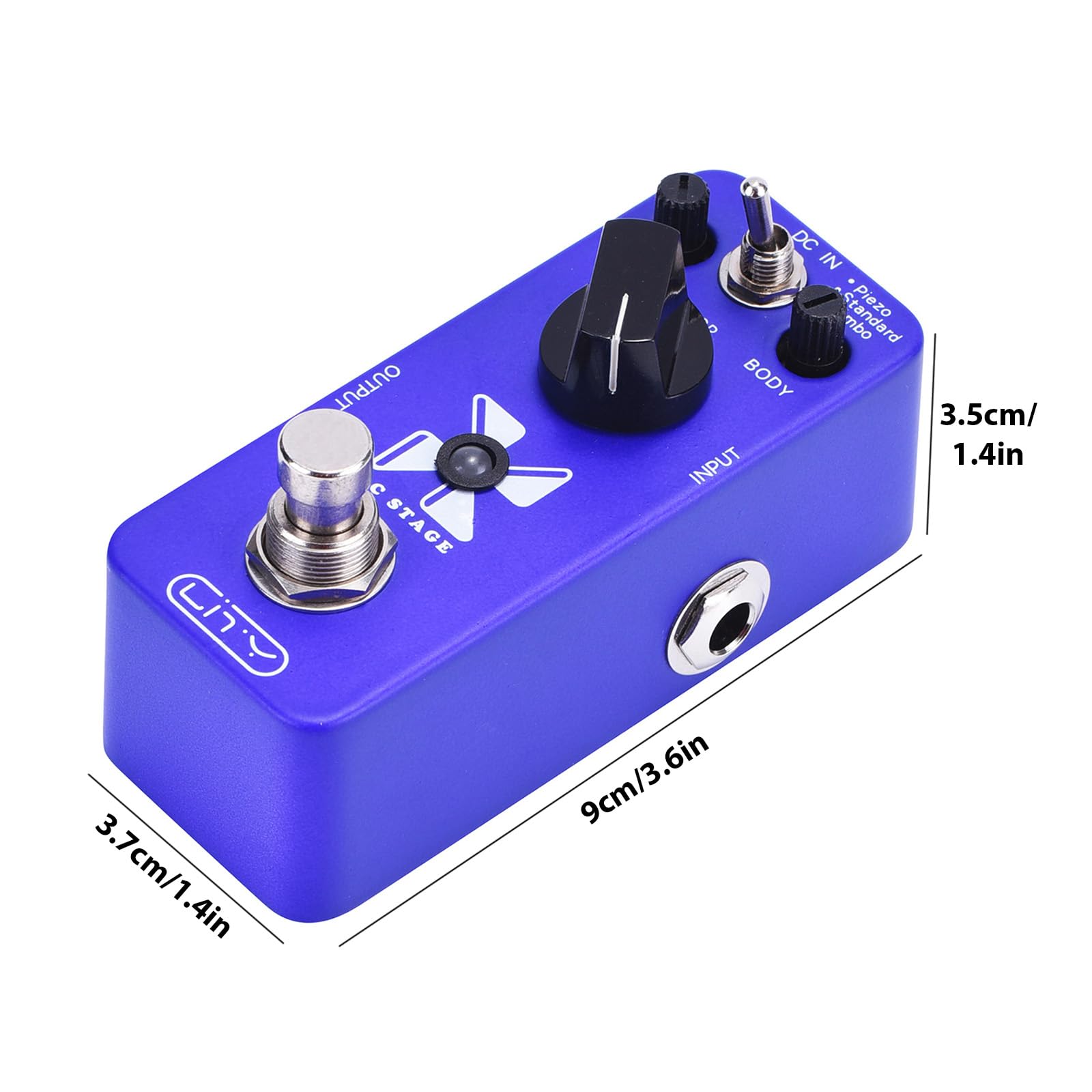 Simulador acústico Efecto de guitarra Pedal CA Etapa de guitarras eléctricas Efecto Pedal 3 Modos Piezo Estándar Jumbo para la conversión de sonido de guitarra