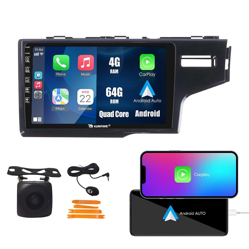 Kunfine CarPlay Android Auto Navigation Stereo GPS Radio Reverse Camera Display 10