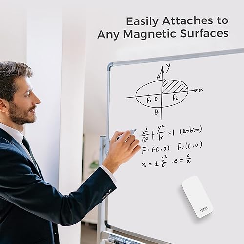 Miniatura 4 de LOUKIN Paquete de 4 borradores magnéticos de borrado en seco (blanco, borrador de pizarra blanca, borrador de pizarra de vidrio, 2 limpiadores de