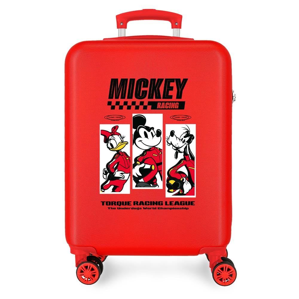 Joumma Disney Mickey Racing Walizka kabinowa czerwona 38 x 55 x 20 cm sztywne zapięcie szyfrowe z boku ABS 34L 2,6 kg 4 podwójne koła bagaż podręczny