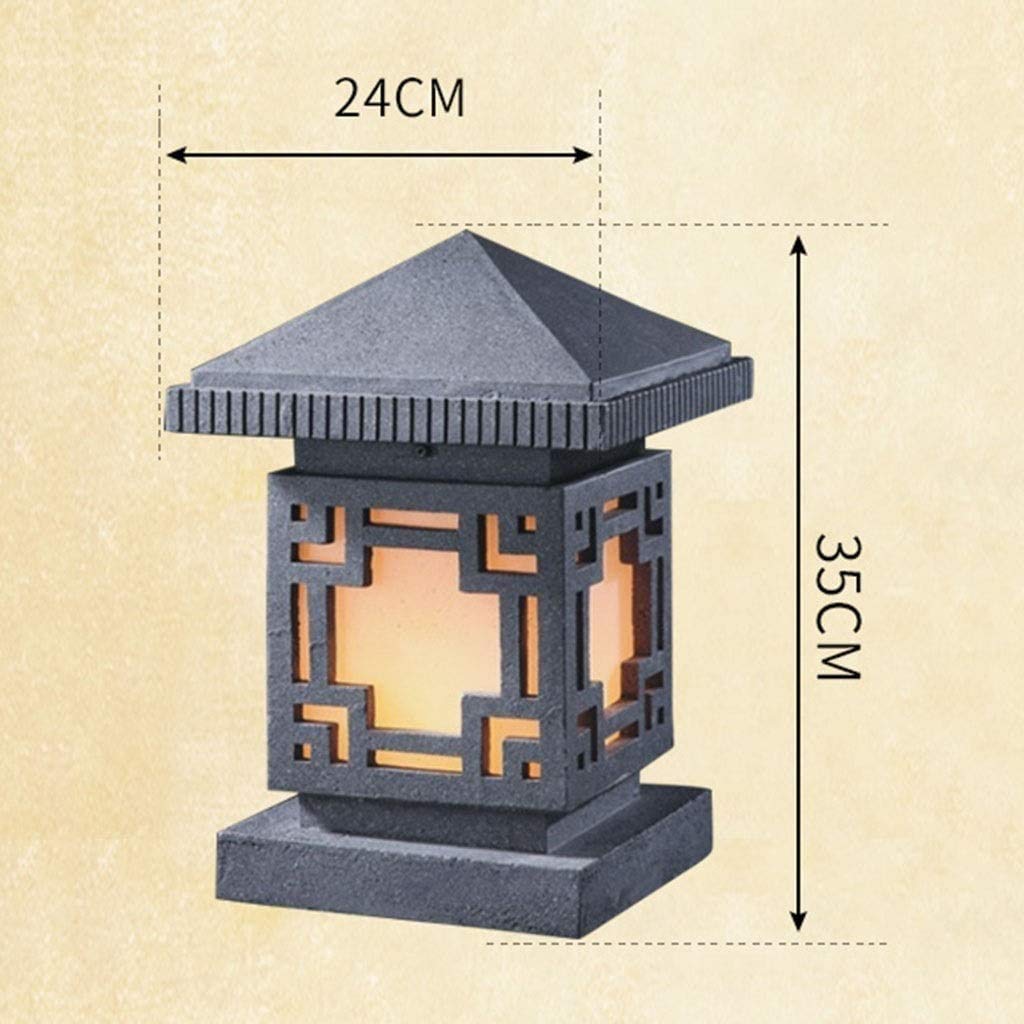 Zhangl Chinese Cement Tor Beleuchtungskörper Dekoration Außenhof Fackel Patio Säule Lichter wasserdichte Garten-Bahn-Tür-Pfosten Säule Landschaft Säule Laterne (Größe: S) (Größe : S)