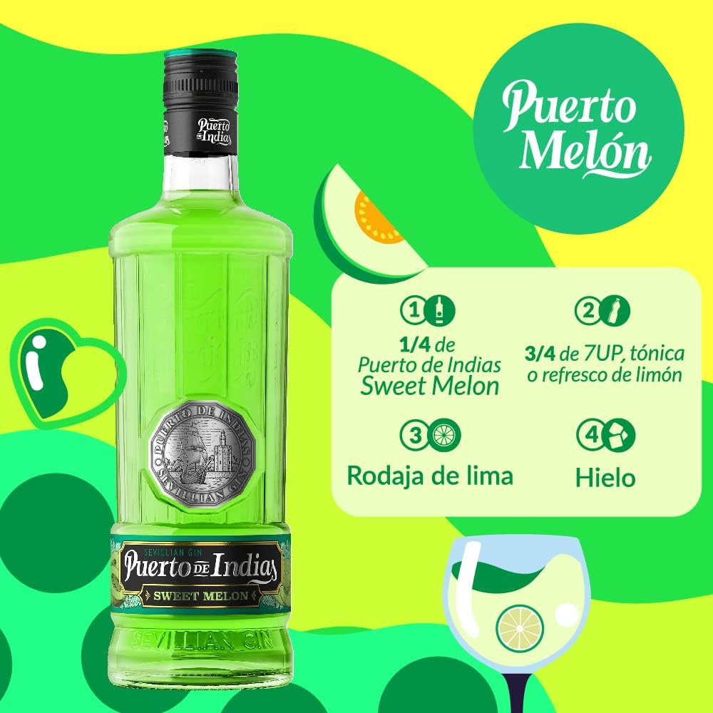 Puerto de Indias – Ginebra de Melon Premium – Sweet Melon Premium Gin – 70 cl – 37.5º