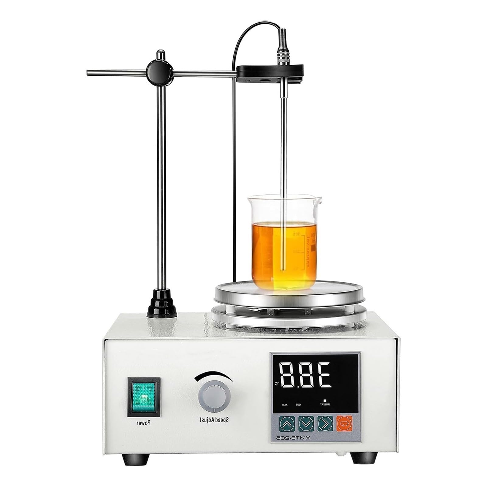 Agitatore magnetico con piastra riscaldante, con display digitale della temperatura e agitatore magnetico della velocità, 200 W - 2000 giri/min, regolazione con piastra riscaldante,agitatore magnetico