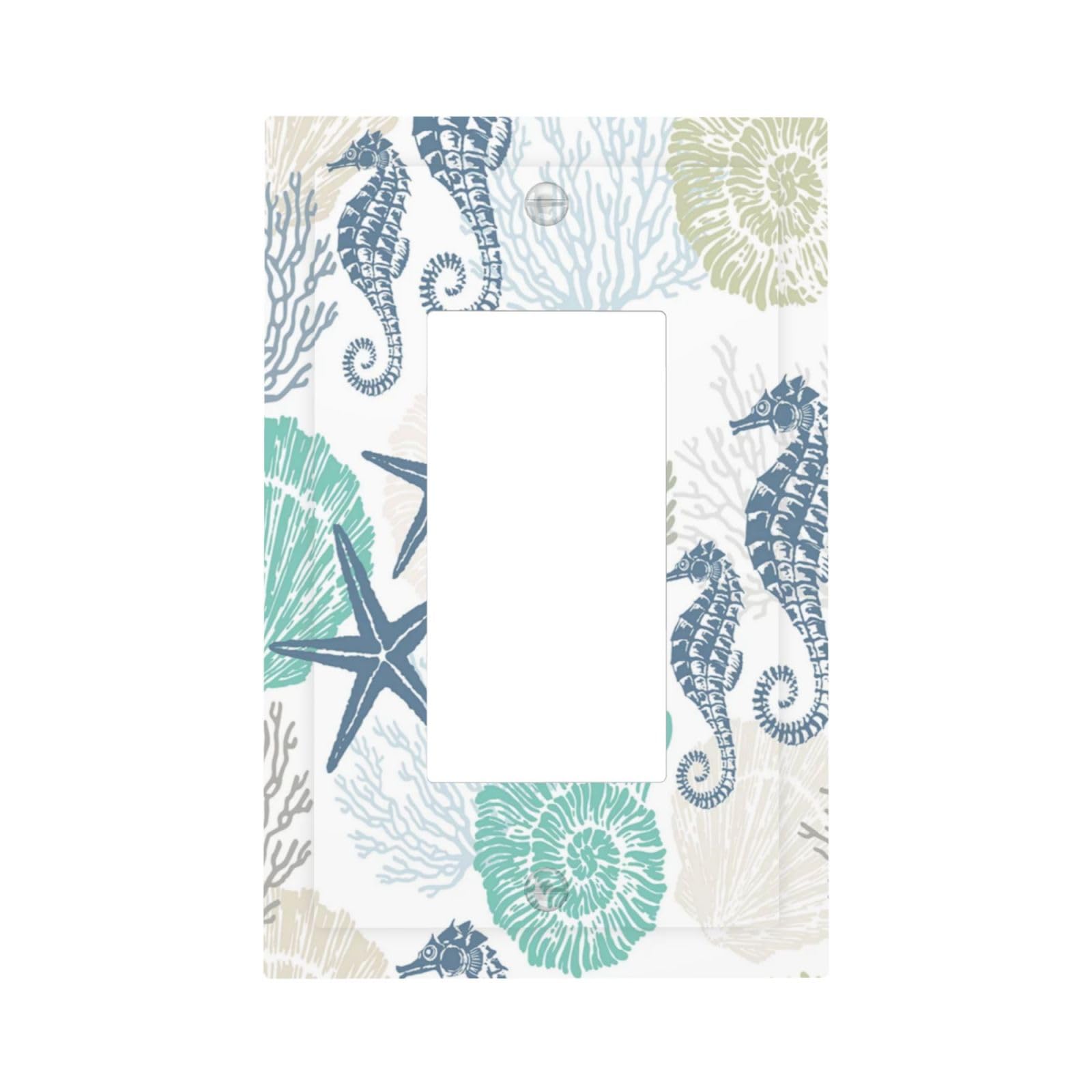 Beach Nautical Coral Conch Starfish Shell 1 Gang One Rocker/decorator Outlet Light Switch Wall Plate Cover Faceplate Decorative Switchplate Decorator