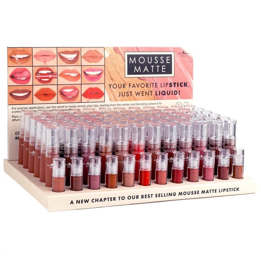 Italia Deluxe - Mousse Matte Liquid Lipstick Set, 72 Pieces 12 Colors 6 Pieces Each
