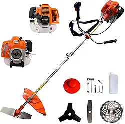 Roçadeira a Gasolina 2 Tempos Profissional 75CC 3HP Com Lâmina 3 e 2 Pontas Facão, Disco 80 Dentes, Kit de Reparo e Acessórios Knakasaki