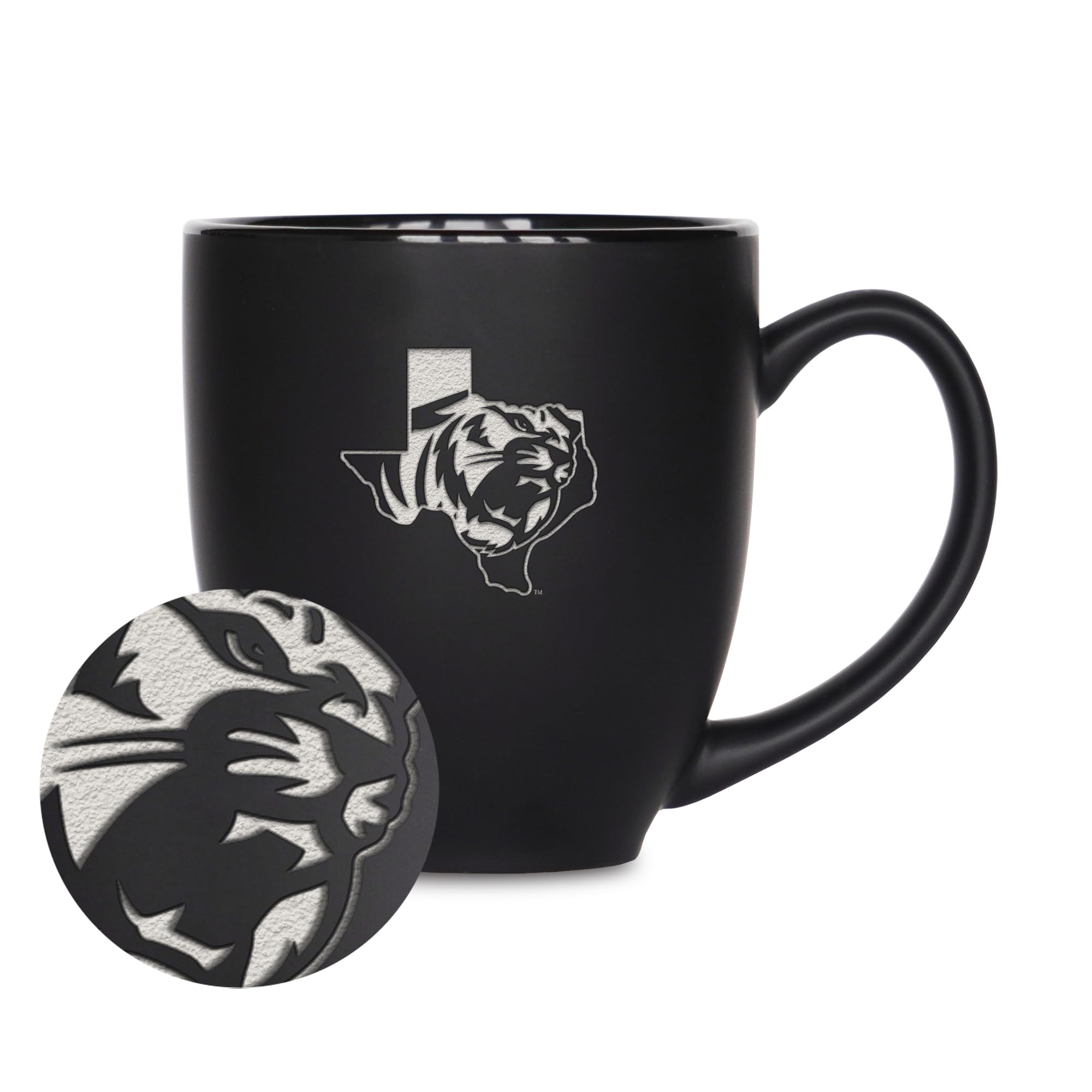 Tasse bistrot East Texas Baptist Tigers gravée en céramique noire idée cadeau