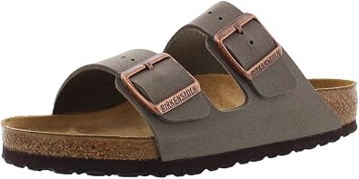 Birkenstock Unisex Arizona Sandal, Stone Birkibuc, EU 38 US Women 77.5 / Men 55.5, Regular Width