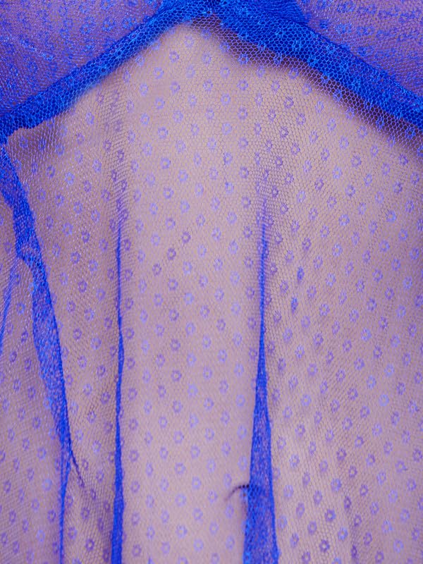 Image of Clovia Women's Lace Knee Length Solid Babydoll with Thong