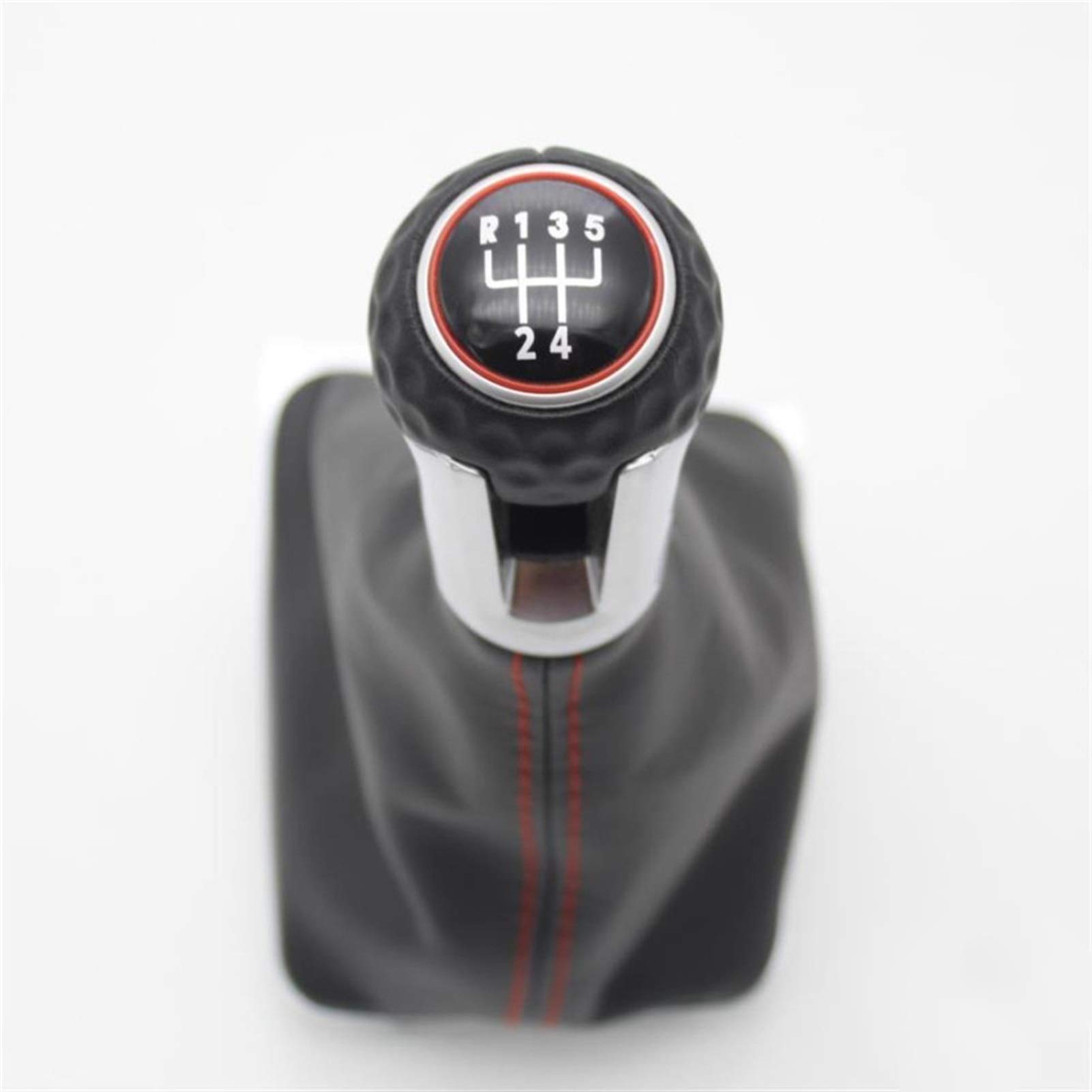 Gałka dźwigni zmiany biegów, pasuje do VW, do Golf 7 A7 MK7 VII GTI GTD 2013 2014 2015 2016 2017 2018 Samochód 5-biegowa gałka zmiany biegów MT ze skórzanym kominem Boot Red Line