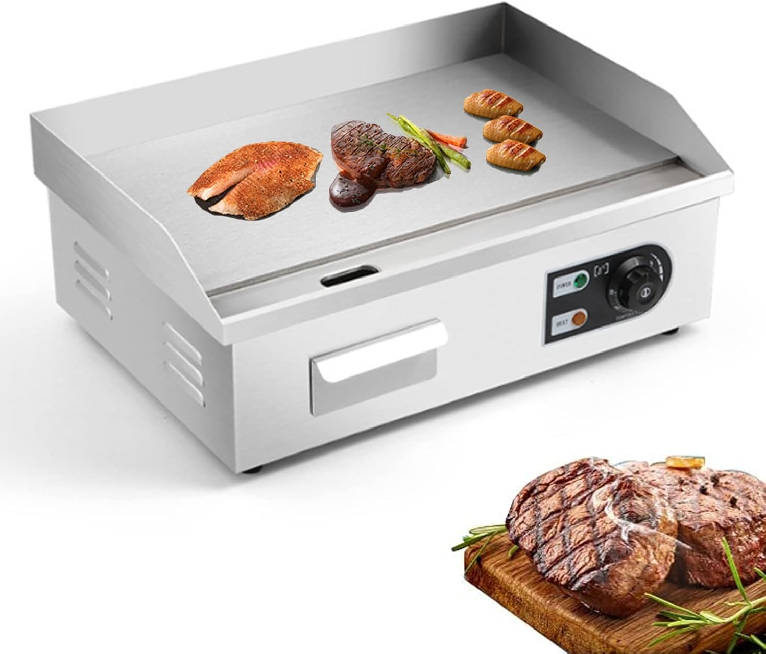 Large Electric Nonstick Griddle Hot Cooking Plate, Commercial Stainless