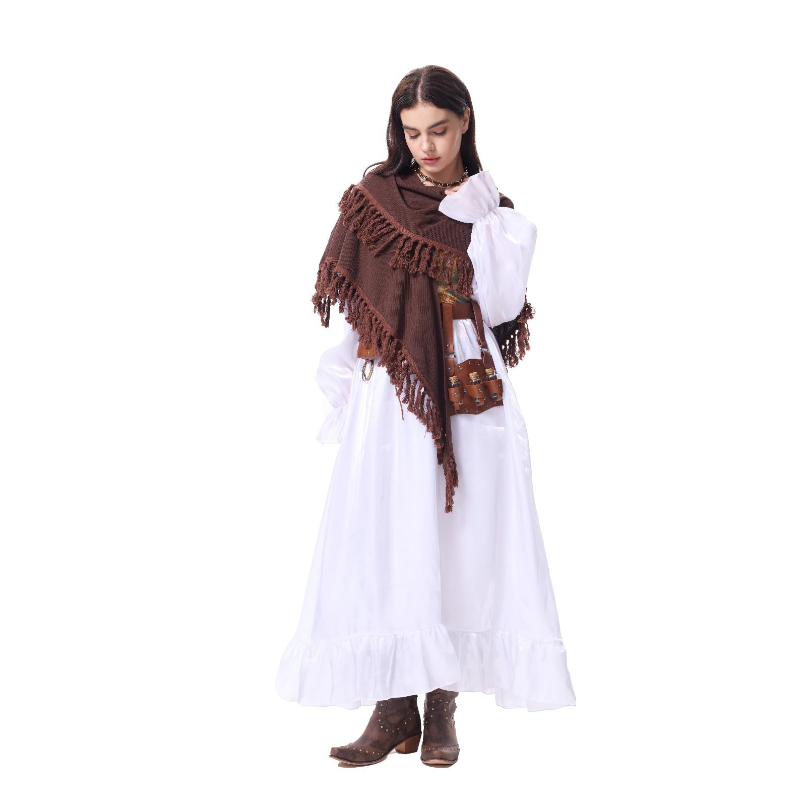 Ansenesna Halloween Kostüm Damen Piratenkostüm Damen Komplett Set | Mittelalter Kleidung Mieder Gothic Kleid Vintage Korsett Kleid Elegant Langarm mit Umhang Renaissance Faschingskostüme