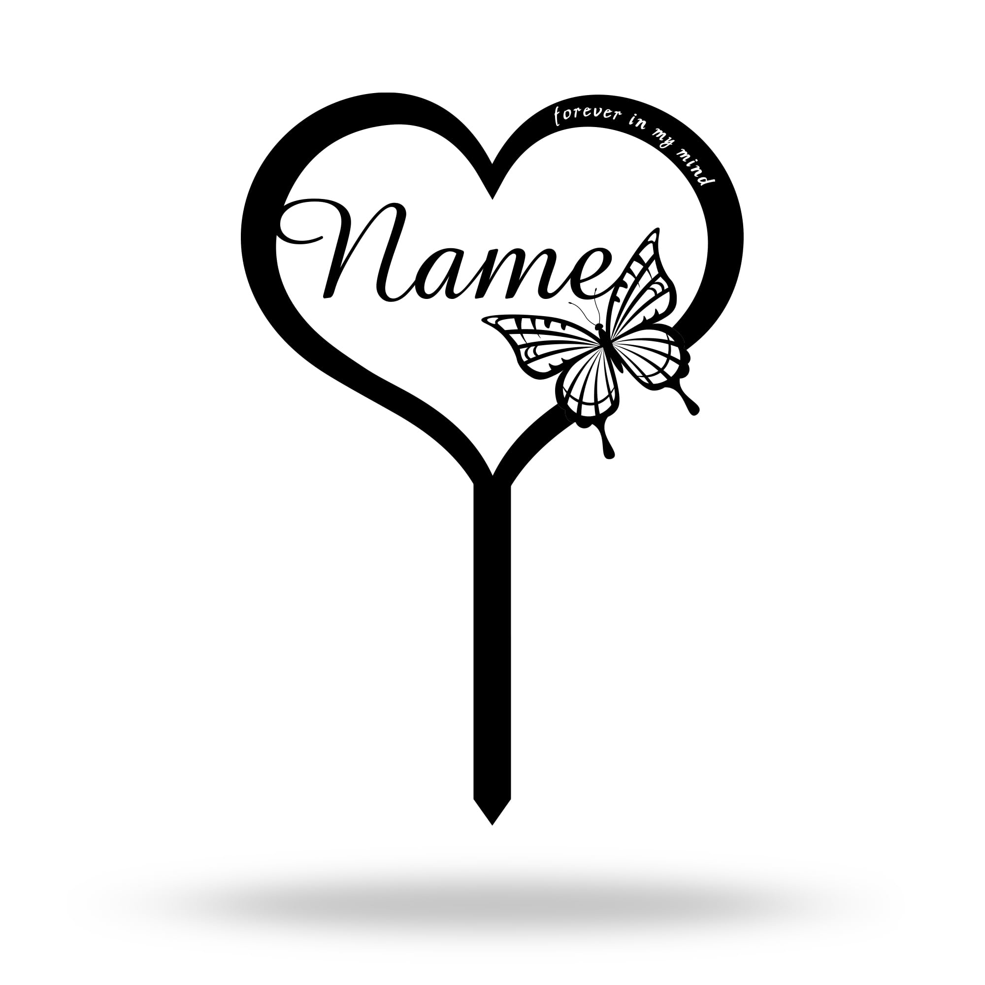 Custom Metal Heart with Butterfly Memorial Stake,Grave Marker,Personalized Cemetery Stake,Loss of Loved One Garden Stake