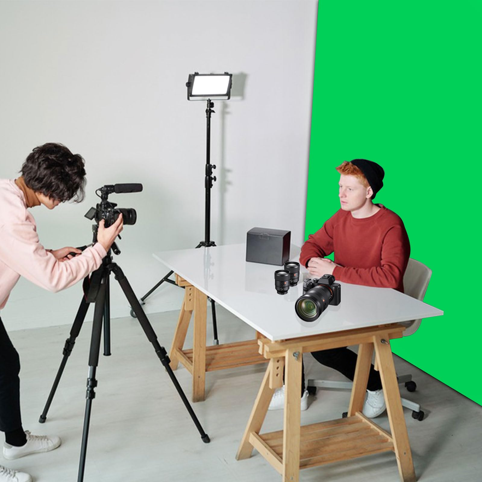 PULUZ Tło fotograficzne z zielonym ekranem, 1 x 2 m, tkanina do Chroma Key, wideo, zdjęć, portretów, sesji produktowych, transmisji na żywo, pogrubiony zielony arkusz, można prać w pralce, tło
