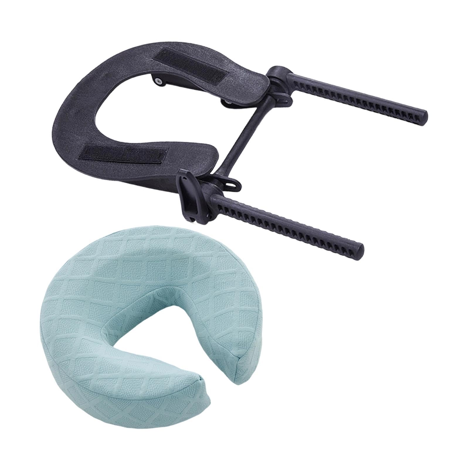 Milageto Cuscino per lettino da massaggio, poggiatesta ergonomico, confortevole, resistente, traspirante, con supporto per il viso, Azzurro