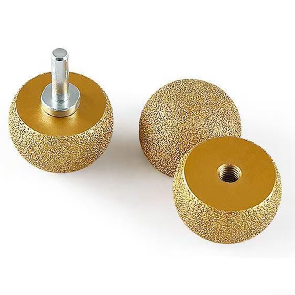 Mola diamantata a forma di fungo, 10 mm, per smerigliatrice angolare, brasata per lucidatura dei bordi, per curve interne in vetro e pietra, finitura oro (3 pezzi)