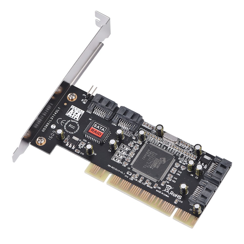 Bewinner Scheda Adattatore da 4 Porte Pci a Sata Raid Card Pci Express a Sata da 1,5 Gbps Sil3114 Chipset Raid Controller Scheda Adattatore Supporto 4 Dischi Rigidi