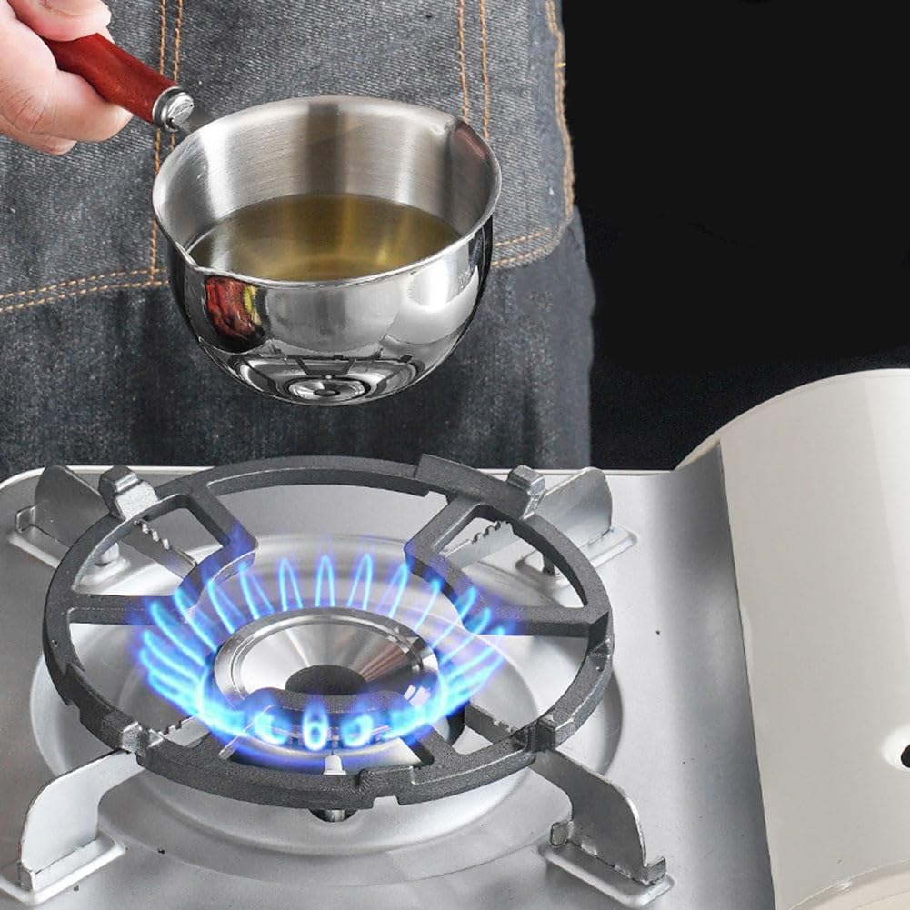 DAZZLEEX Pentolino per latte in acciaio inox con manico in legno per fornelli a induzione, a gas o elettrici, 150ml 300ml 500ml piccola casseruola per riscaldare il latte, sciogliere il burro