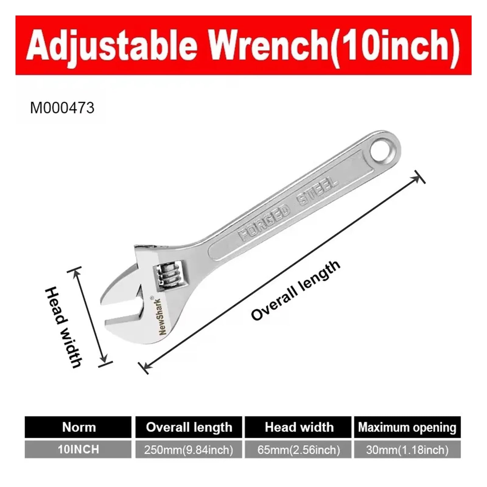 Klucz nastawny klucz nastawny duży otwarty długi uchwyt uniwersalny klucz zaciskowy CR-V stal mechaniczny warsztat narzędzia do naprawy ręcznej (25 cm)