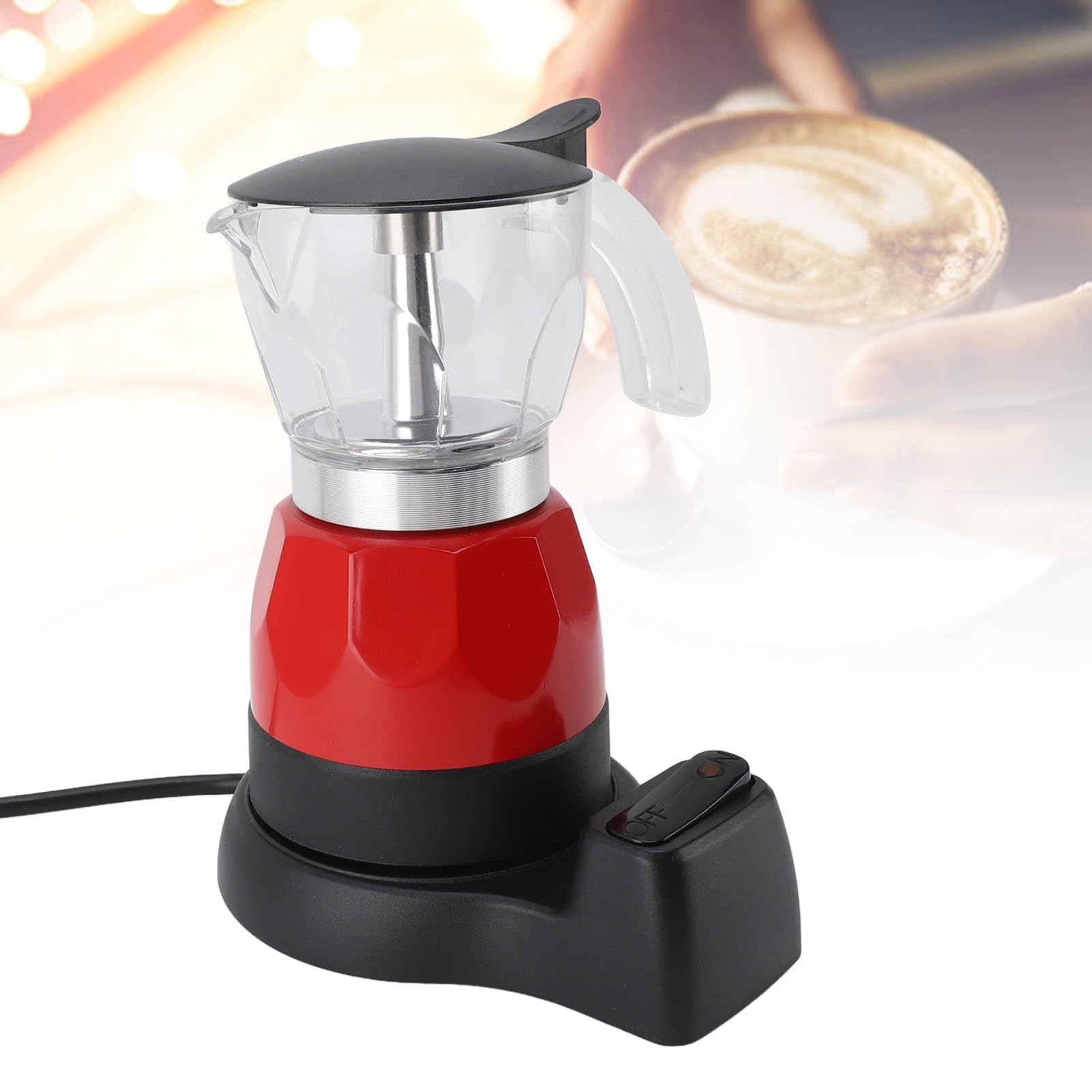 Italiana Eléctrica, 150ml 3 Tazas Moka Pot de Aluminio Percolador Eléctrico con de Filtro Preciso, Función Antigoteo, Operación Rápida y Piezas Fáciles de Limpiar,