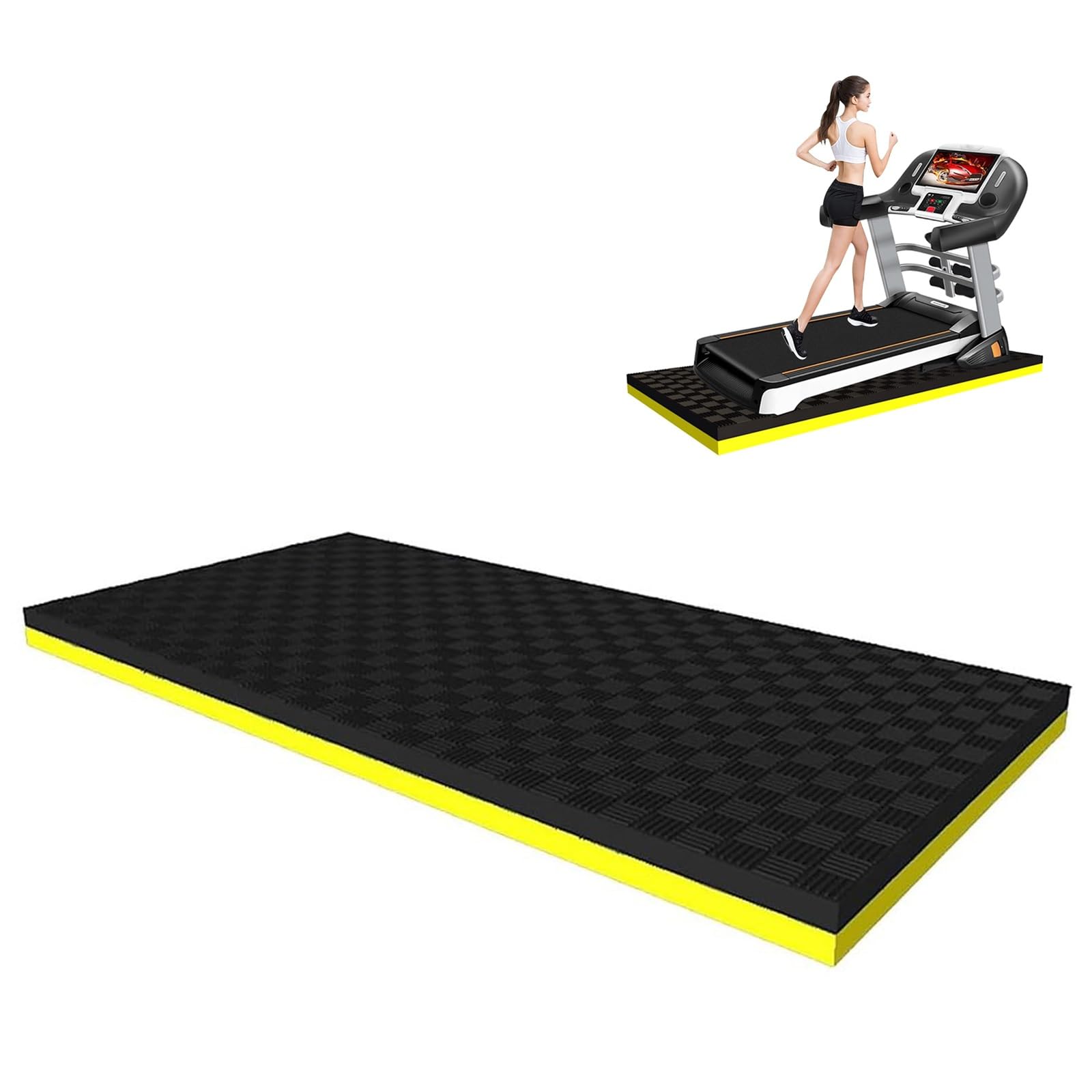 Loopbandmat, hometrainermat vloerbeschermer, trillingswerende matten voor fitnessapparatuur, schokbestendige vloerbeschermer mat voor loopbanden, fietsen, roeiers, crosstrainers, 200 x 100 x 2 cm