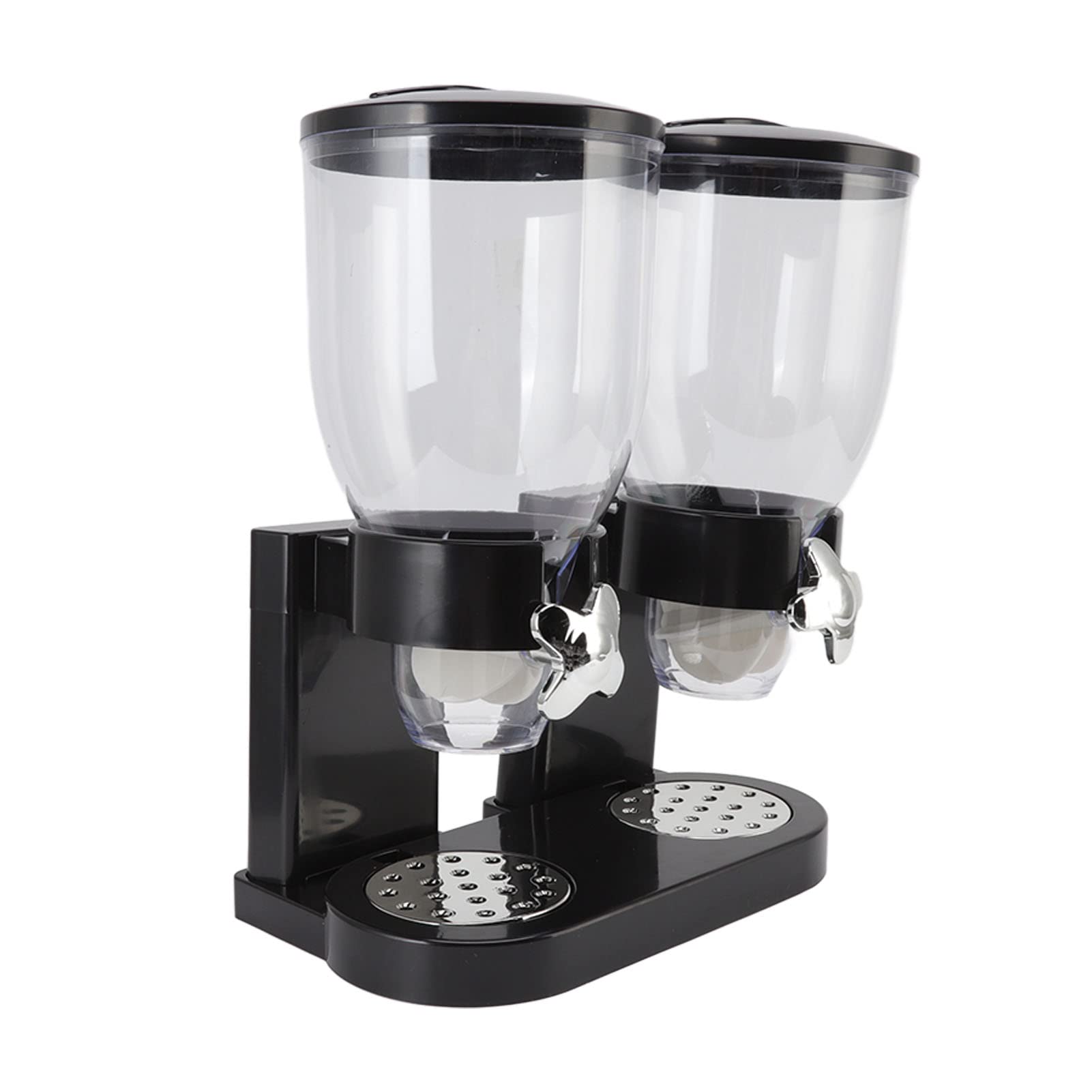 Eujgoov Dispenser per Cereali, Doppio Contenitore in ABS, 7 Litri, Organizer per Alimenti Secchi con Coperchi Ermetici, Erogazione Controllata, Montaggio a Parete, da Banco, per Pasta di Riso, (BLACK)