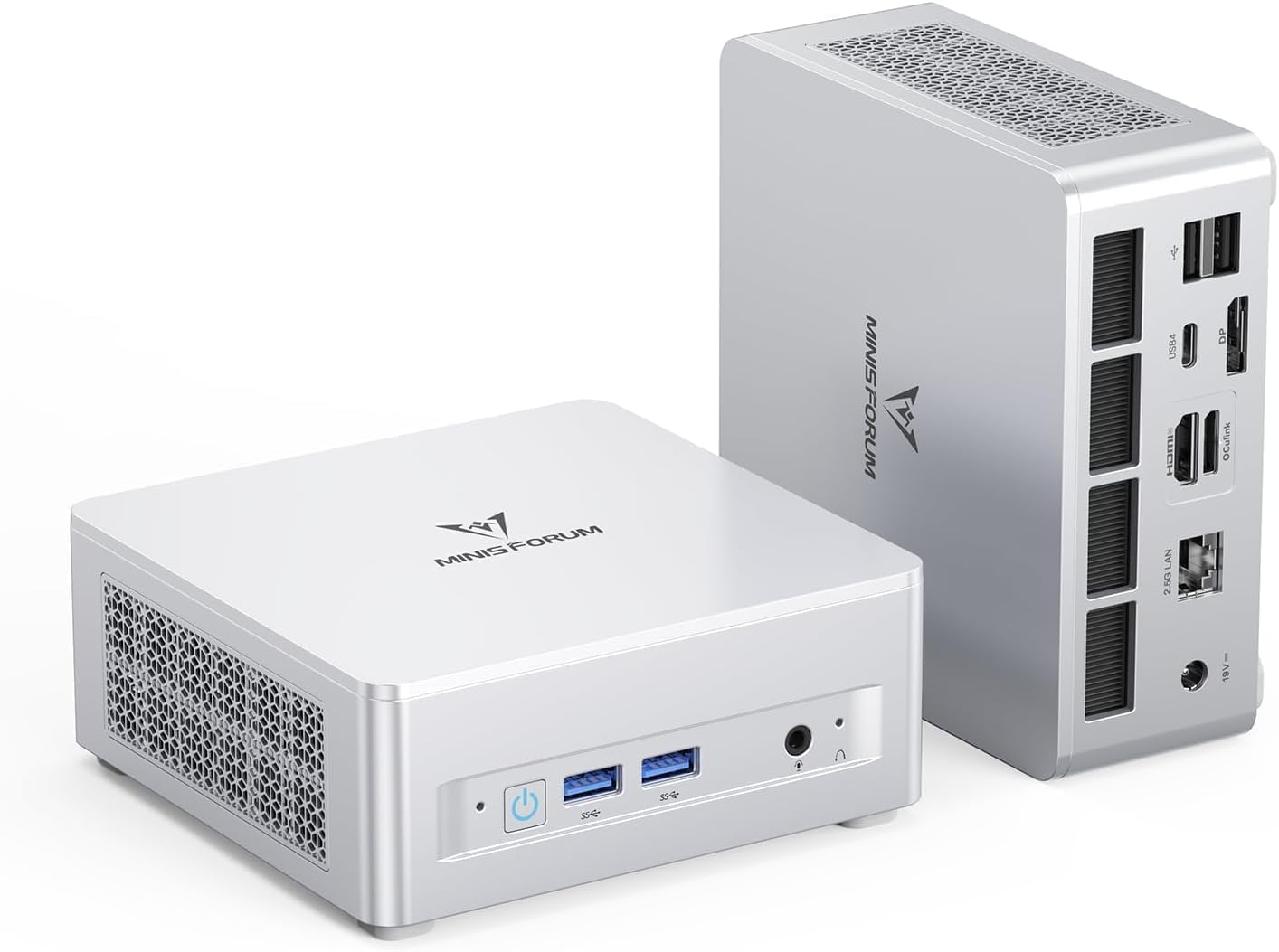 MINIS FORUM UM880 Plus Mini PC, AMD Ryzen 7 8845HS, 8C/16T bis 5,1 GHz, Radeon 780M, OCuLink, Triple Display, 8K@60Hz, WiFi 6E, 5X USB, Barebone ohne RAM/SSD