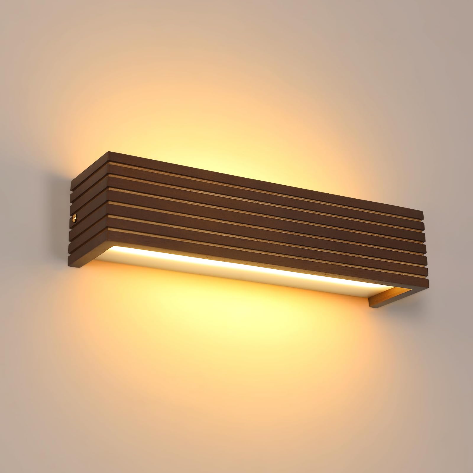 Comely Interior Wall Light Wood, 18 W 2025LM LED Wall Lamp 3000 K Warm Light, Modern Minimalist Interior Lighting for Living Room, Bedroom, Corridor, Staircase, Brown