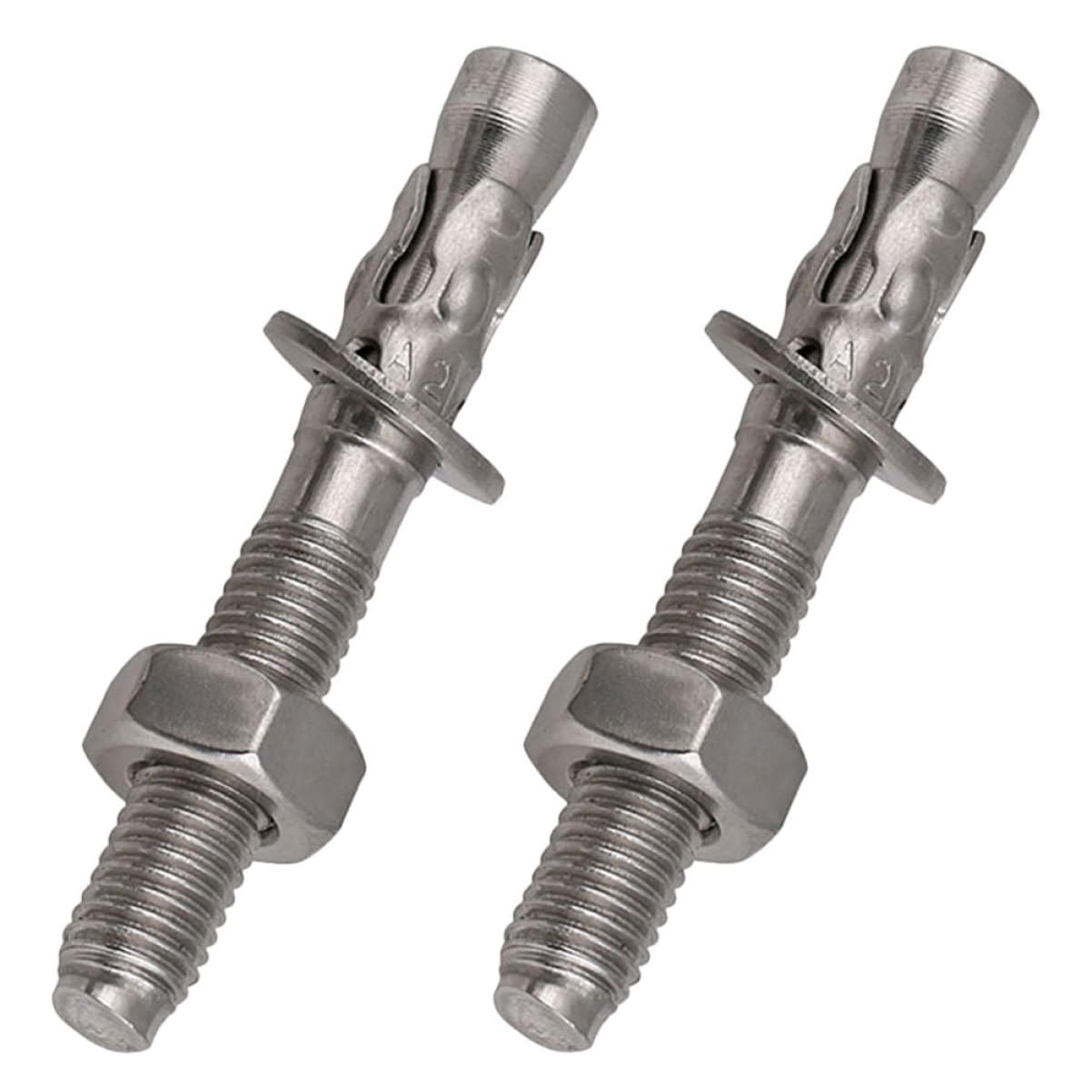 2pcs Stainless Steel Expansion Screws Robust Wedge Anchors for Concrete Brick Wall Outdoor Indoor Use