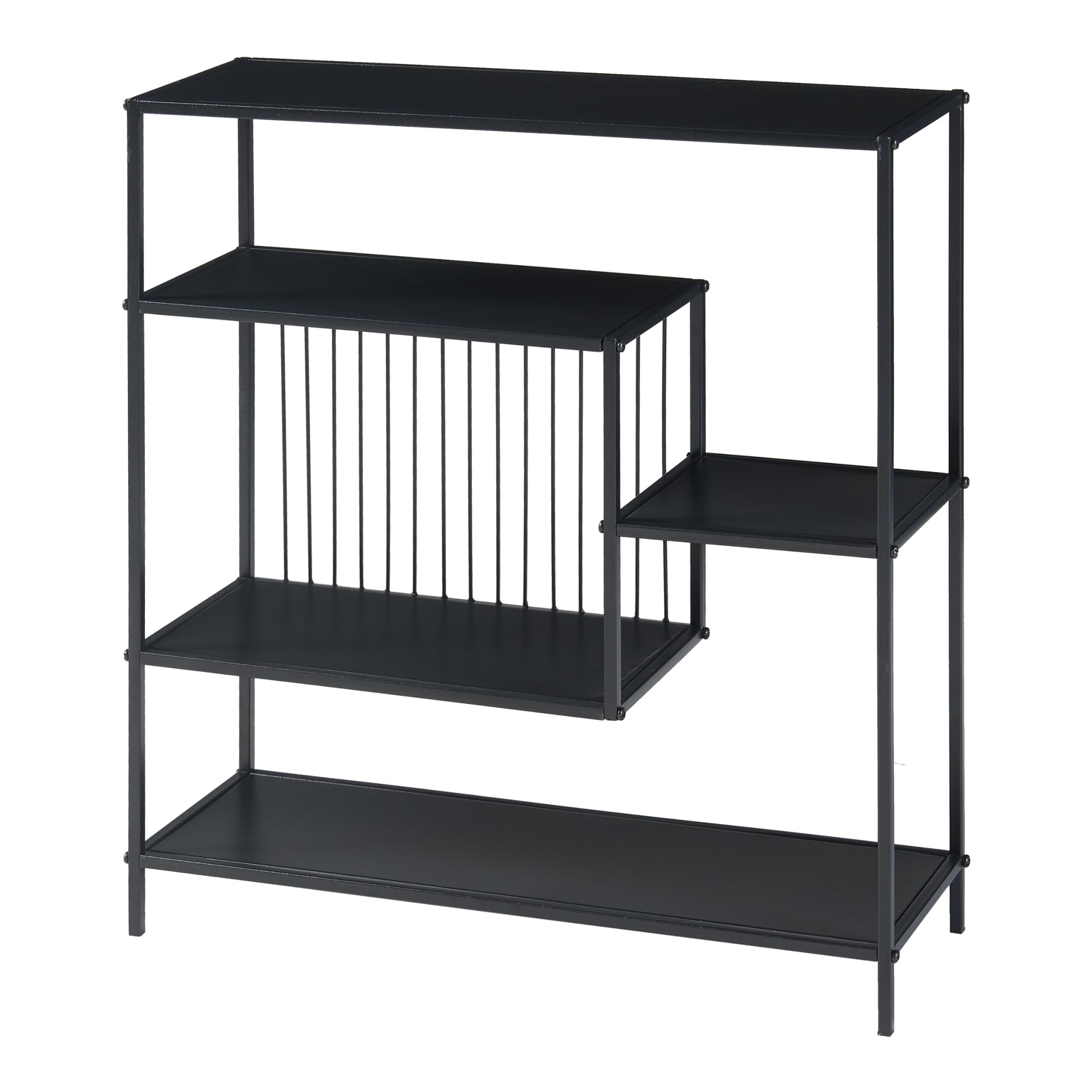 [en.casa] Tavolo a Consolle Scaffale Basso a 5 Piani di Appoggio Tavolo Stretto Multiuso da Ingresso Corridoio 65,5 x 60 x 20 cm Metallo Nero