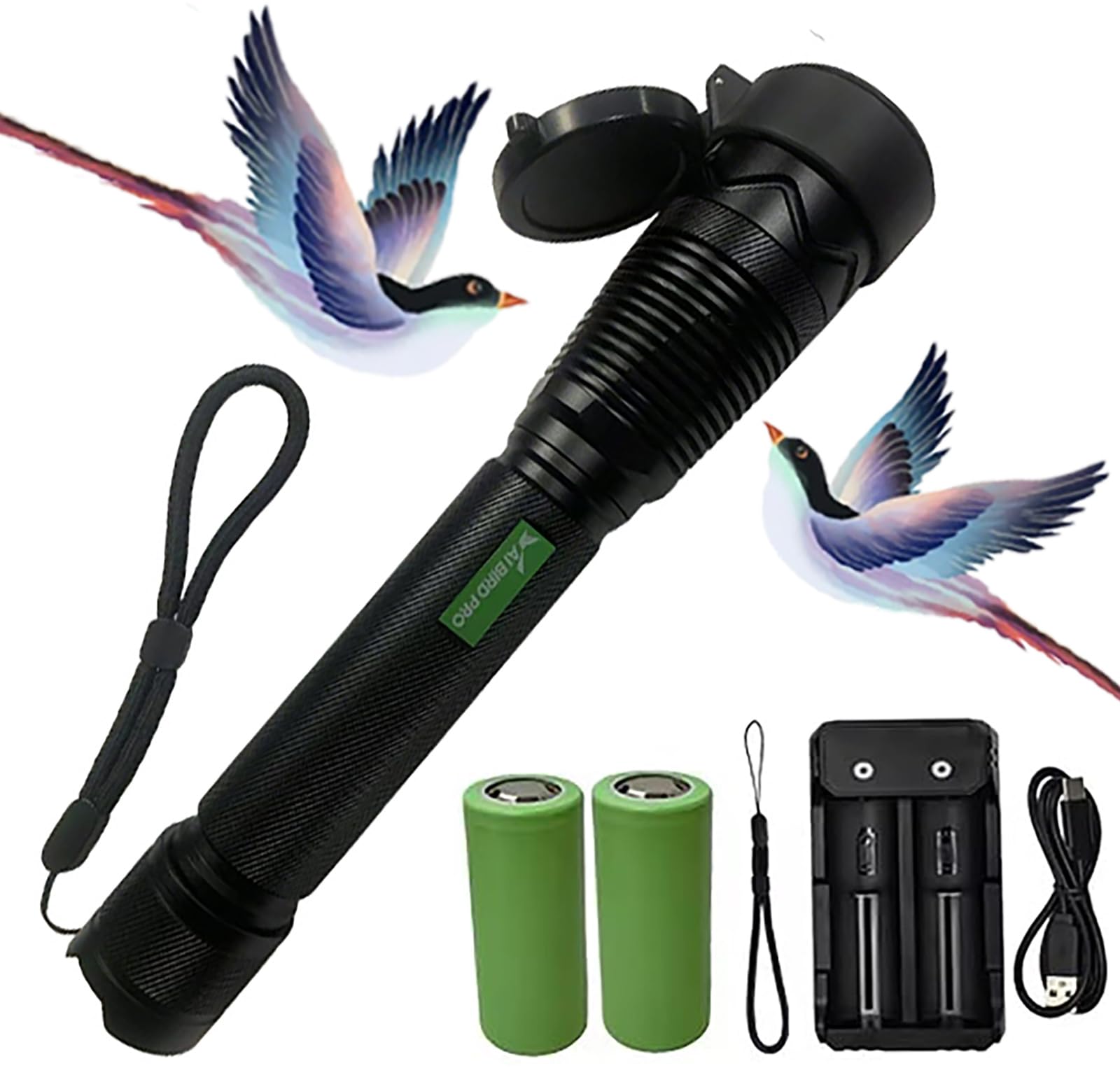 Dispositivos Portátiles para Ahuyentar Aves | Brillo Ajustable (Alto/Medio/Bajo), Recargable, Con Cubierta Protectora, Ideal Para Palomas, Pájaros Carpinteros, Gorriones