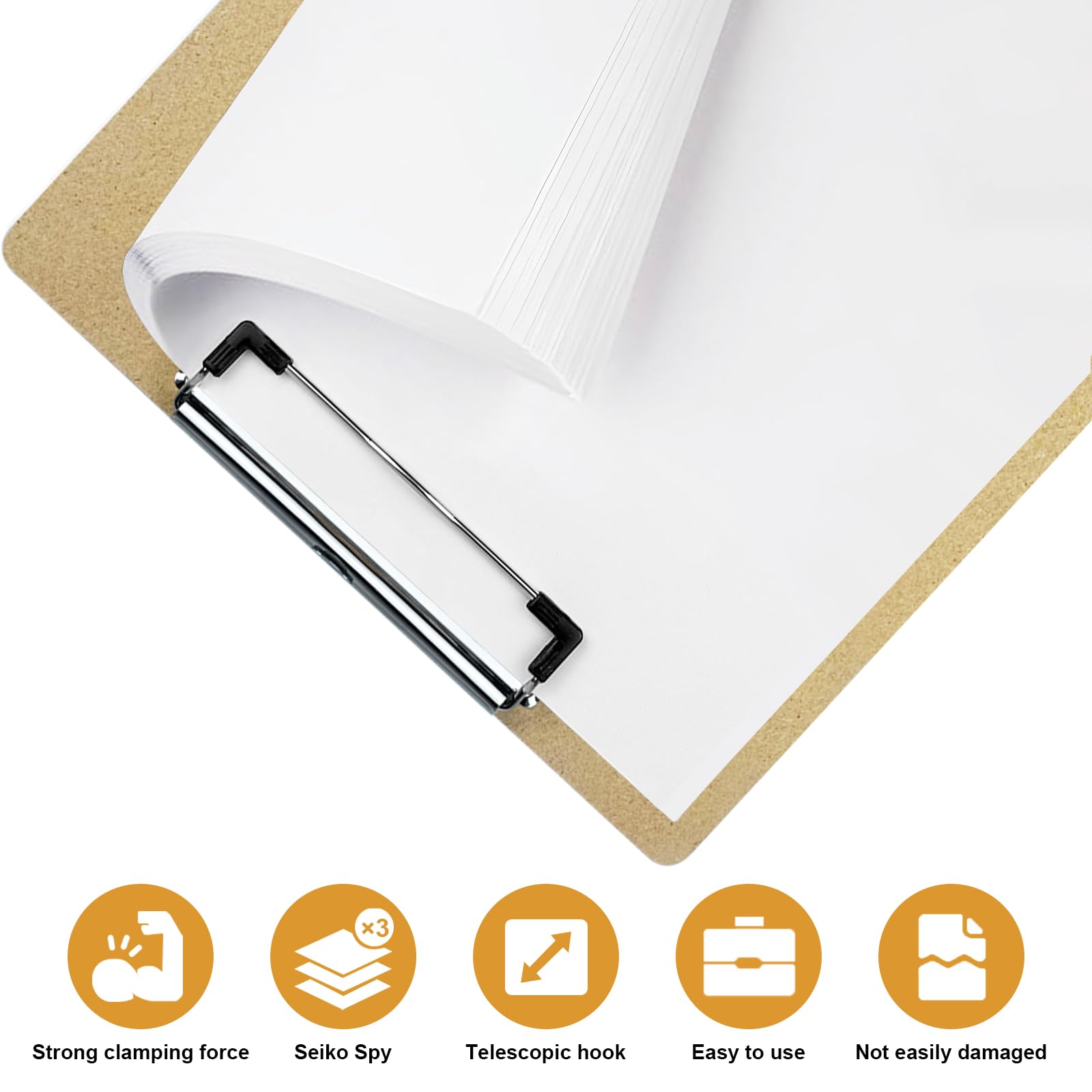 4pcs A4 Clipboard Hardboard Clipboard Folder with Low Profile Clip and Hanging Hole for Office & Classroom Supplies - Image 4