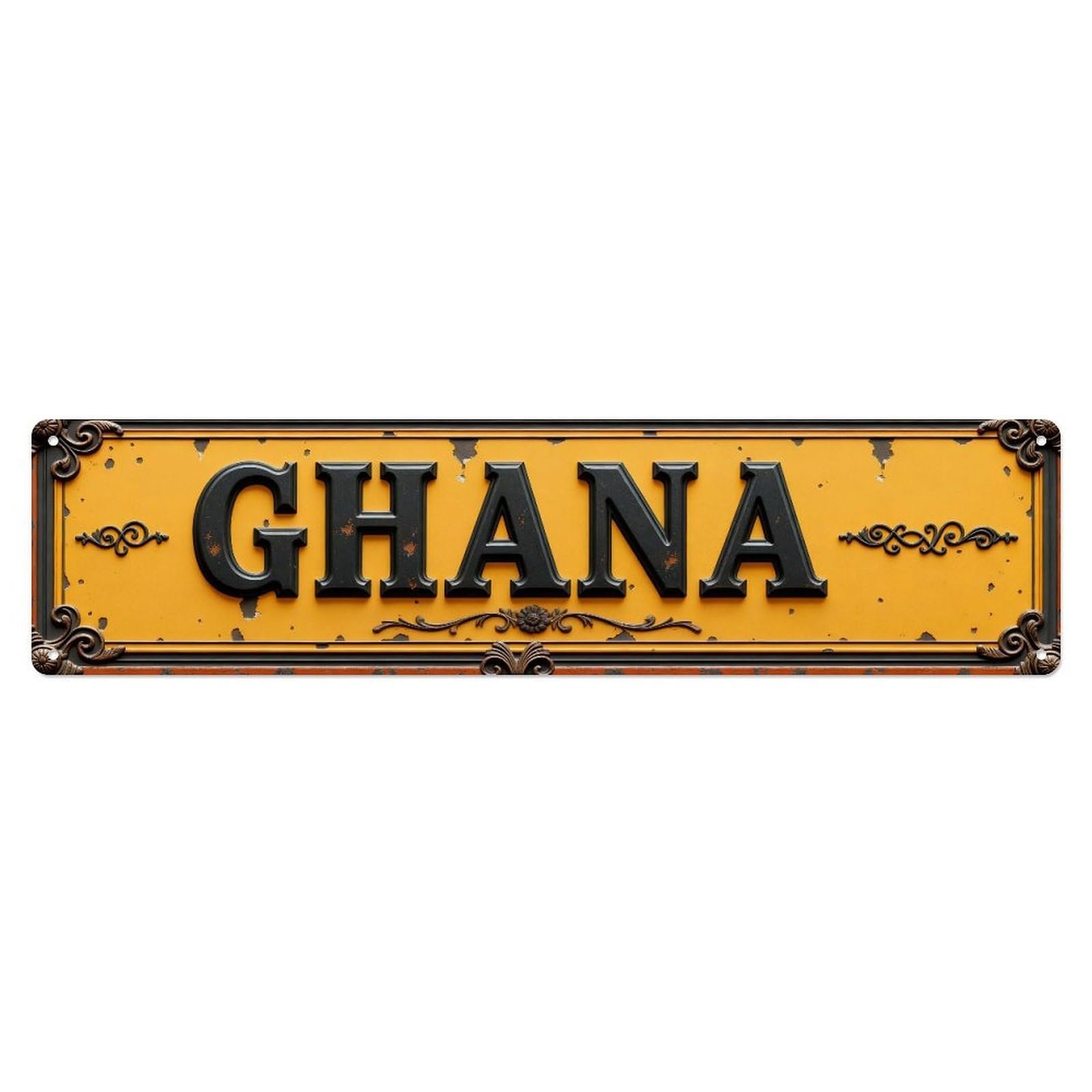 Ghana Vintage Sign Pattern Metal Tin Sign Plaque