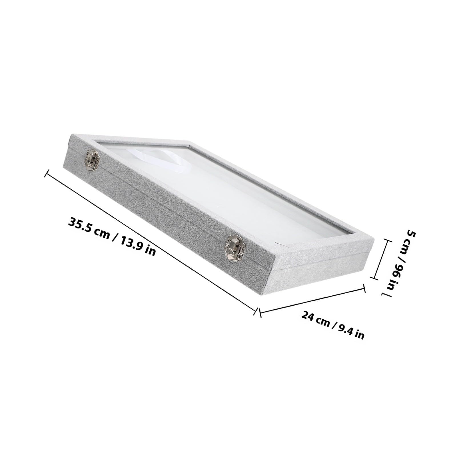 Caja Organizadora para Anillos con Tapa Transparente 100 Ranuras para Exhibición y Almacenamiento de Joyas Bandeja de Terciopelo Gris para Organización en Tocador Vitrina
